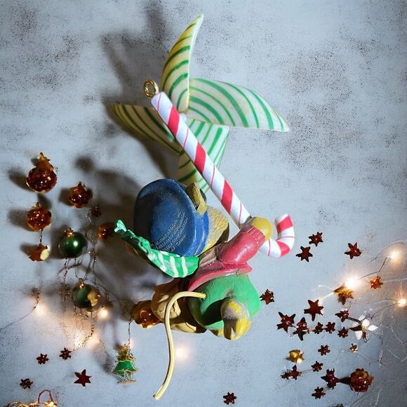 NIB Enesco Merry Mailman Christmas Holiday Ornament Mail Carrier Pinwheel Vintge - Picture 4 of 12